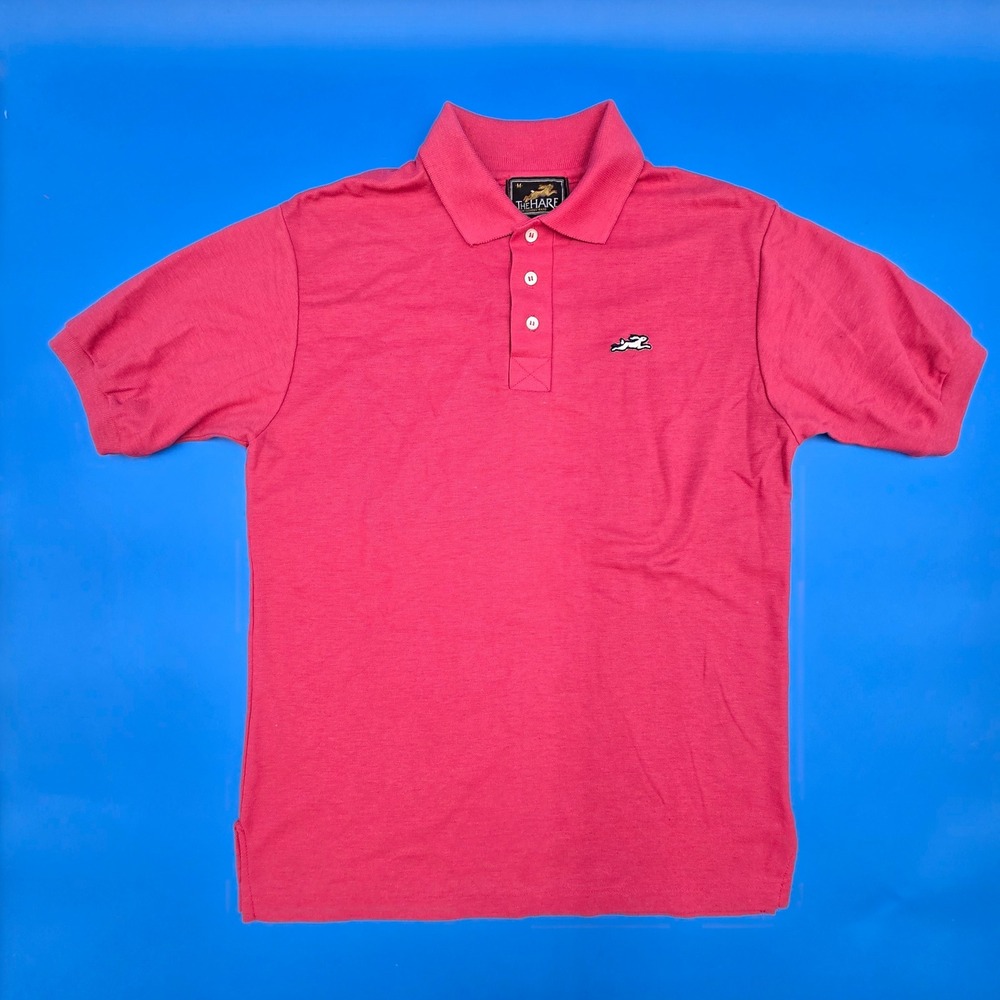 Vintage Montgomery Ward The Hare Pink Polo Shirt Mens M Rabbit Logo 80s 70s USA